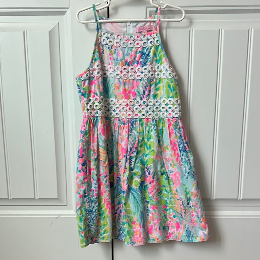 Lilly Pulitzer Pink and Blue Sleeveless Halter Sundress
